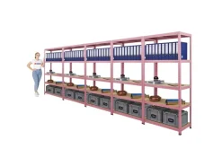 BERLINLODGE Mega Deal 5x Wohnregal PINK LADY HxBxT 180x90x40cm Fachlast 175kg 5 Ebenen Pink Bücherregal Standregal Büroregal