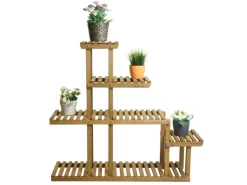 BERLINLODGE Pflanzregal HxBxT 95x105x25cm 5 Ablagen Outdoor Tanne Holz Blumentreppe Standregal Regal Blumenständer