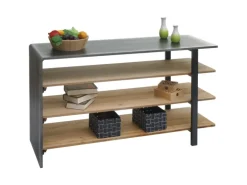 BERLINLODGE Regal HxBxT 72x119x40cm Massiv-Holz Industrial Natur Mit Metall-Optik Wohnregal Bücherregal Schuhregal Sideboard