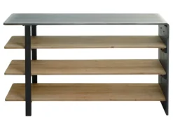 BERLINLODGE Regal HxBxT 72x119x40cm Massiv-Holz Industrial Natur Mit Metall-Optik Wohnregal Bücherregal Schuhregal Sideboard