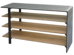 BERLINLODGE Regal HxBxT 72x119x40cm Massiv-Holz Industrial Natur Mit Metall-Optik Wohnregal Bücherregal Schuhregal Sideboard