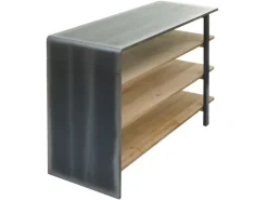 BERLINLODGE Regal HxBxT 72x119x40cm Massiv-Holz Industrial Natur Mit Metall-Optik Wohnregal Bücherregal Schuhregal Sideboard