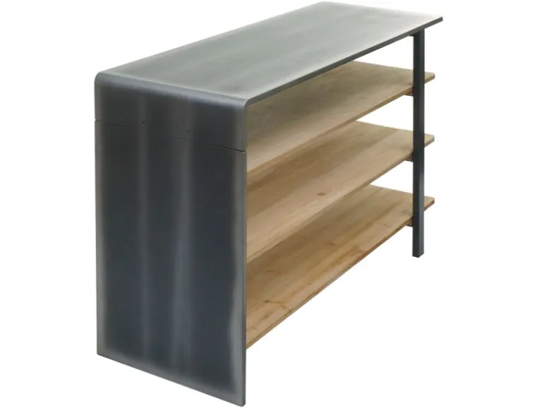 BERLINLODGE Regal HxBxT 72x119x40cm Massiv-Holz Industrial Natur Mit Metall-Optik Wohnregal Bücherregal Schuhregal Sideboard