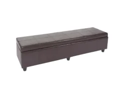 BERLINLODGE Sitzbank Mit Aufbewahrung Lars XXL 45x180x45cm Weiß Leder & Kunstleder