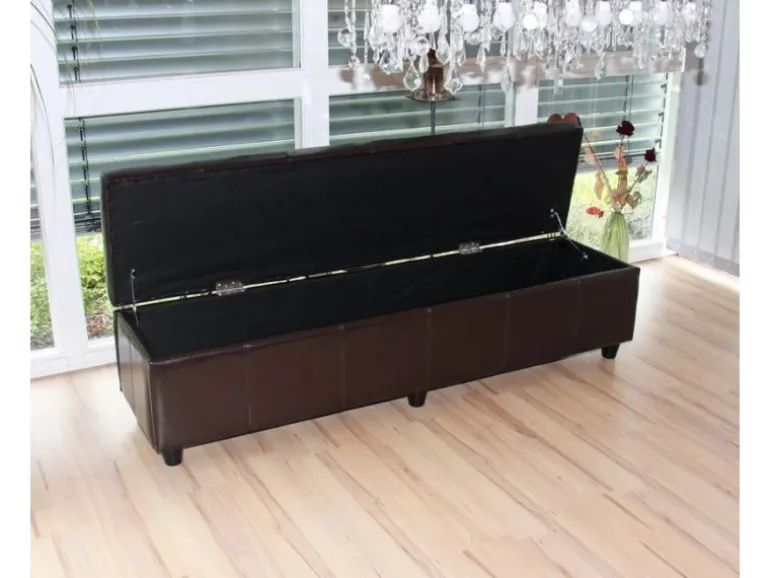 BERLINLODGE Sitzbank Mit Aufbewahrung Lars XXL 45x180x45cm Rot Kunstleder
