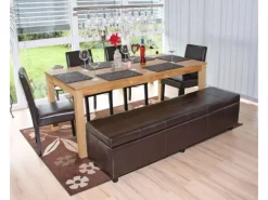 BERLINLODGE Sitzbank Mit Aufbewahrung Lars XXL 45x180x45cm Rot Kunstleder
