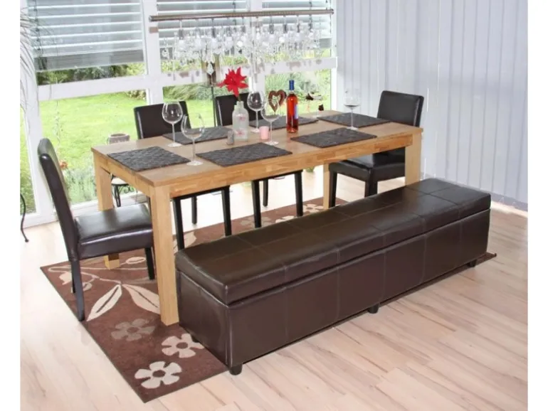 BERLINLODGE Sitzbank Mit Aufbewahrung Lars XXL 45x180x45cm Rot Kunstleder