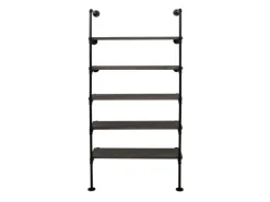 BERLINLODGE Standregal HxBxT 165x80x28cm Industriedesign Holz Metall Grau-Braun Wohnregal Bücherregal Ablageregal