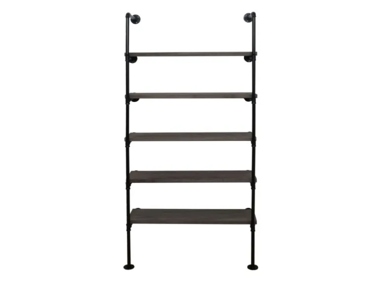BERLINLODGE Standregal HxBxT 165x80x28cm Industriedesign Holz Metall Grau-Braun Wohnregal Bücherregal Ablageregal