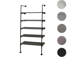 BERLINLODGE Standregal HxBxT 165x80x28cm Industriedesign Holz Metall Grau-Braun Wohnregal Bücherregal Ablageregal
