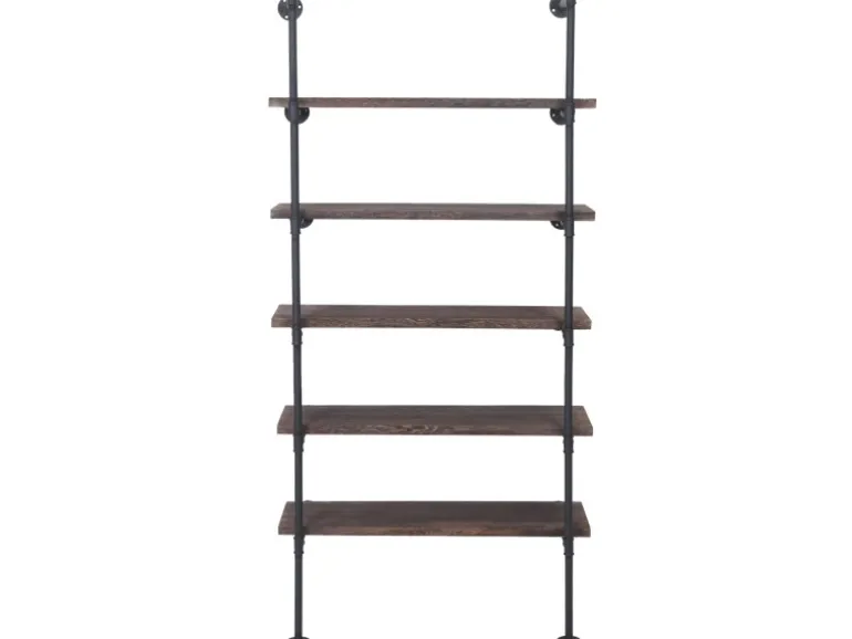 BERLINLODGE Standregal HxBxT 165x80x28cm Industriedesign Holz Metall Braun Wohnregal Bücherregal Ablageregal