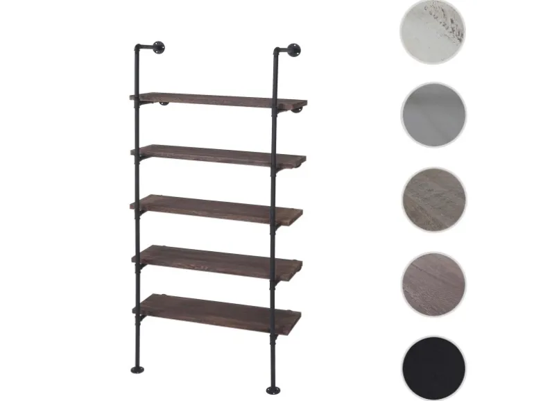 BERLINLODGE Standregal HxBxT 165x80x28cm Industriedesign Holz Metall Braun Wohnregal Bücherregal Ablageregal