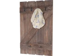 BERLINLODGE Wandgarderobe 91x60x10cm 6 Haken Braun Shabby