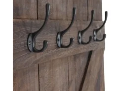 BERLINLODGE Wandgarderobe 91x60x10cm 6 Haken Braun Shabby
