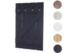 BERLINLODGE Wandgarderobe 91x60x10cm 6 Haken Braun Shabby