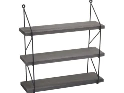BERLINLODGE Wandregal HxBxT 40x40x13cm 3 Regalböden Metall Massiv-Holz Industrial Dunkelgrau Hängeregal Schweberegal Regal