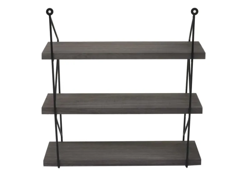 BERLINLODGE Wandregal HxBxT 40x40x13cm 3 Regalböden Metall Massiv-Holz Industrial Dunkelgrau Hängeregal Schweberegal Regal