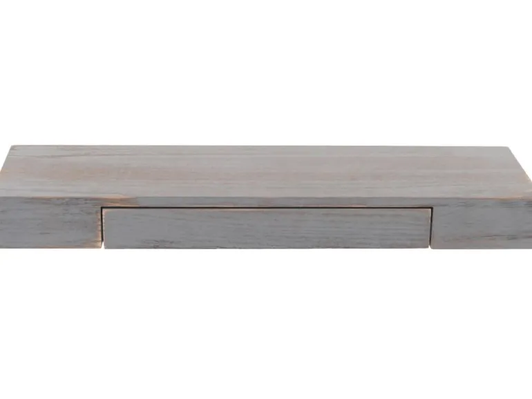 BERLINLODGE Wandregal HxBxT 8x80x25cm Schweberegal Wandboard Hängeregal Regal Schublade Massiv-Holz Grau Shabby