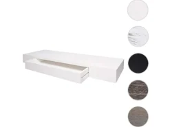 BERLINLODGE Wandregal HxBxT 8x80x25cm Schweberegal Wandboard Hängeregal Regal Schublade Massiv-Holz Grau Shabby