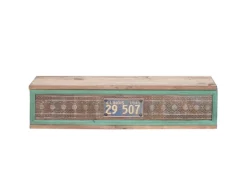 BERLINLODGE Wandregal HxBxT 65x16x13cm Tanne Holz Massiv Vintage Patchwork Hängeregal Regal