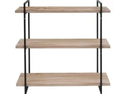 BERLINLODGE Wandregal HxBxT 60x60x18cm 3 Regalböden Massiv-Holz Industrial Natur Hängeregal Schweberegal