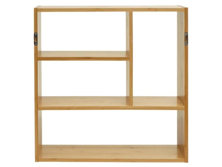 BERLINLODGE Wandregal HxBxT 50x50x15cm Hängeregal Schweberegal Regal Mit 4 Fächern Bambus