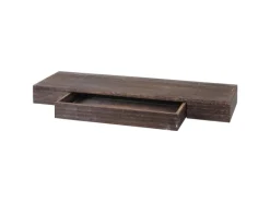 BERLINLODGE Wandregal HxBxT 8x80x25cm Schweberegal Wandboard Hängeregal Regal Schublade Massiv-Holz Braun Shabby