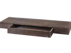 BERLINLODGE Wandregal HxBxT 8x80x25cm Schweberegal Wandboard Hängeregal Regal Schublade Massiv-Holz Braun Shabby