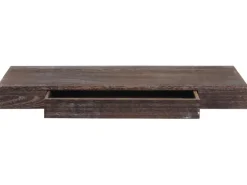 BERLINLODGE Wandregal HxBxT 8x80x25cm Schweberegal Wandboard Hängeregal Regal Schublade Massiv-Holz Braun Shabby