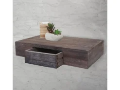 BERLINLODGE Wandregal Ilse HxBxT 8x40x25cm Regal Hängeregal Mit Schublade 40cm Braun Shabby