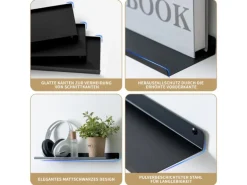 BERLINLODGE Wandregal Metall 3er Set Matte Schwarz Schweberegal Wandboards Bücherregal 3-Teiliges Hängeregal Wanddeko