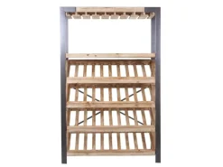 BERLINLODGE Weinregal Für 40 Flaschen Zubehör Und Gläser HxBxT 189x114x39cm Massivholz Flaschenregal Flaschenhalter Barschrank Weinständer
