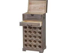 BERLINLODGE Weinregal Mit Schublade Und Truhe Flaschenregal Für 20 Flaschen HxBxT 94x48x31cm Shabby-Look Vintage Braun