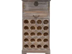 BERLINLODGE Weinregal Mit Schublade Und Truhe Flaschenregal Für 20 Flaschen HxBxT 94x48x31cm Shabby-Look Vintage Braun