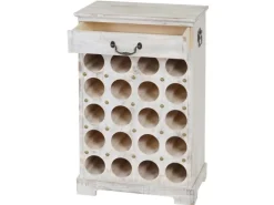 BERLINLODGE Weinregal Mit Schublade Flaschenregal 20 Flaschen HxBxT 76x48x31cm Shabby-Look Vintage Weiß