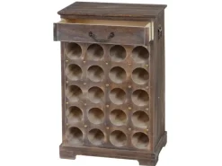 BERLINLODGE Weinregal Mit Schublade Flaschenregal 20 Flaschen HxBxT 76x48x31cm Shabby-Look Vintage Braun