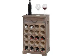 BERLINLODGE Weinregal Mit Schublade Flaschenregal 20 Flaschen HxBxT 76x48x31cm Shabby-Look Vintage Braun