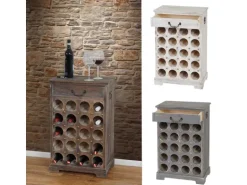BERLINLODGE Weinregal Mit Schublade Flaschenregal 20 Flaschen HxBxT 76x48x31cm Shabby-Look Vintage Braun