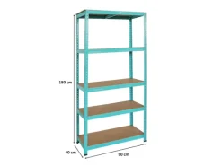 BERLINLODGE Wohnregal GREEN HULK HxBxT 180x90x40cm Fachlast 175kg 5 Ebenen