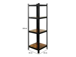 BERLINLODGE Wohnregal Ragnar HxBxT 150x45x45cm Fachlast 100kg Vintagebraun-Schwarz Bücherregal Standregal Büroregal