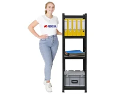 BERLINLODGE Wohnregal Ragnar HxBxT 150x45x45cm Fachlast 100kg Matt Shwarz Bücherregal Standregal Büroregal für Wohnzimmer Arbeitszimmer