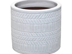 Übertopf Keramik Strukturiert Weiß Ø 19 x 17 cm
