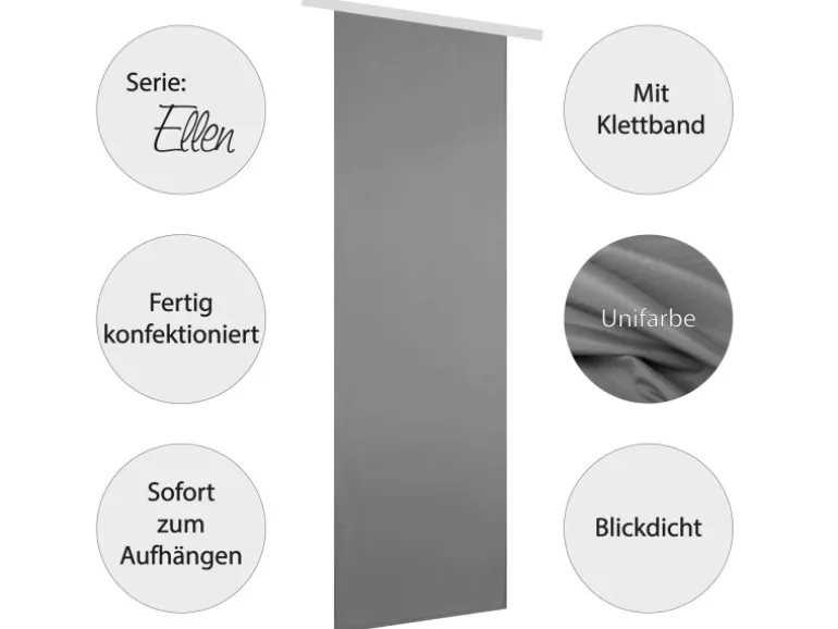 Bestgoodies Flächenvorhang Ellen 3er Pack Anthrazit