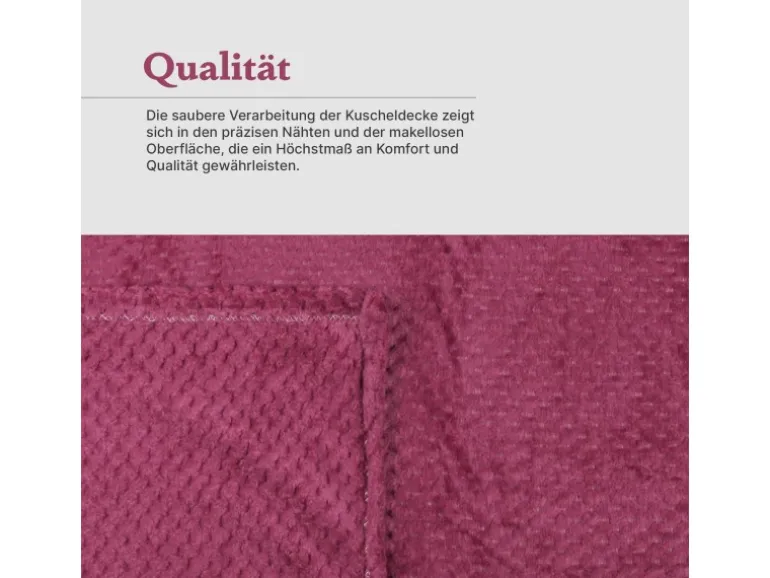 Bestgoodies Kuscheldecke 150 x 200 cm Cashmere Soft Touch Popcorn Weinrot