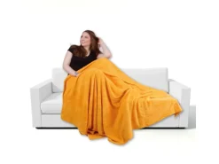 Bestgoodies Mikrofaser Decke Orange Apricot 80 x 120 cm