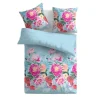 Bestlivings Bettwäsche Satin 80 x 80 cm & 135 x 200 cm Frühjahresblumen Blau