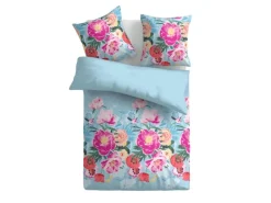 Bestlivings Bettwäsche Satin 80 x 80 cm & 135 x 200 cm Frühjahresblumen Blau