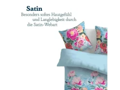 Bestlivings Bettwäsche Satin 80 x 80 cm & 135 x 200 cm Frühjahresblumen Blau