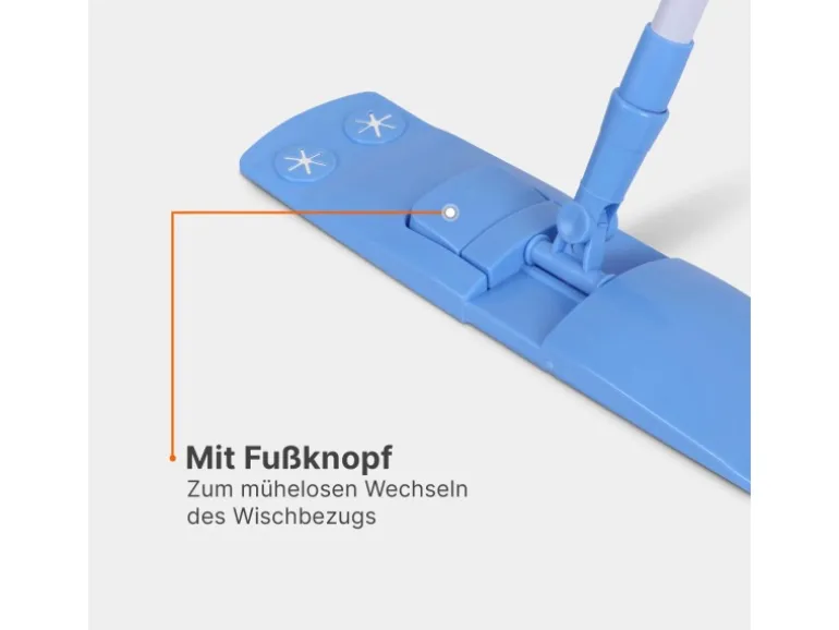 Bestlivings Bodenwischer Set Mikrofaser Blau Weiß Inkl. 4 Ersatzbezüge Blau