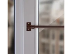 Bestlivings Cafehausstangen Braun 75 bis 125 cm & Klemmträger